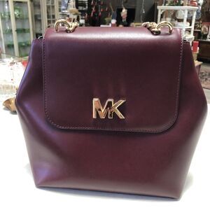 MICHAEL Kors MOTT Chain Leather Backpack Bag Burgundy Maroon/ Gold ~MSRP$298